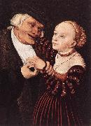 CRANACH, Lucas the Elder Old Man and Young Woman hgsw oil painting artist